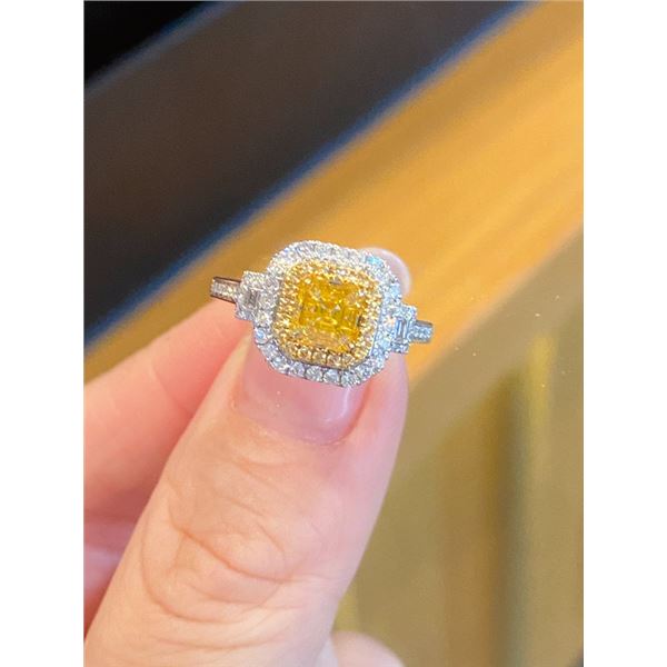 1ct Yellow Diamond Double-Halo Ring