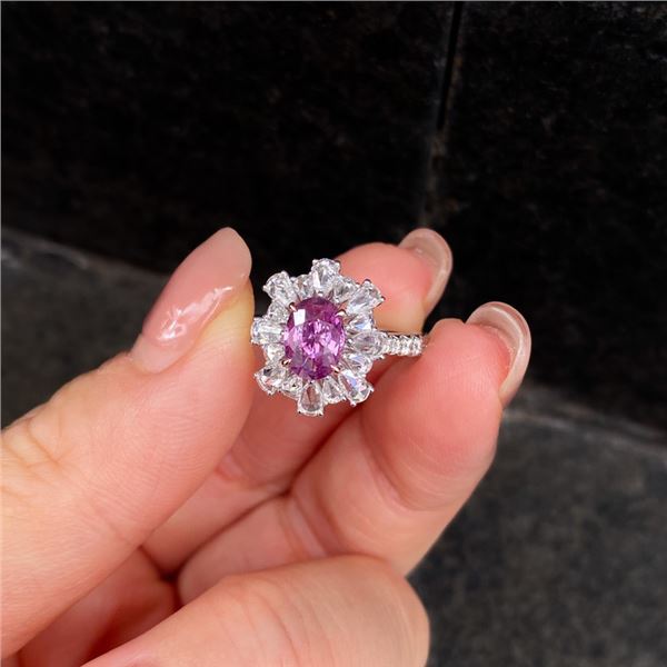 Pink Gem Petal-Halo Ring