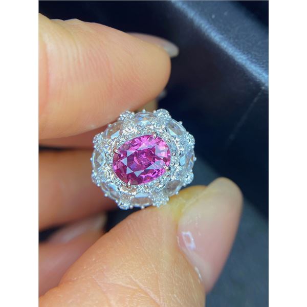 Natural Unheated Padparadscha Sapphire Ring