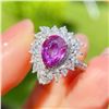 Natural Unheated Pink Sapphire Pear Halo Ring