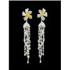 Yellow Diamond Floral Tassel Earrings