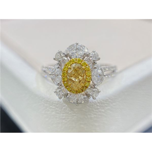 Oval Yellow Diamond Halo Ring