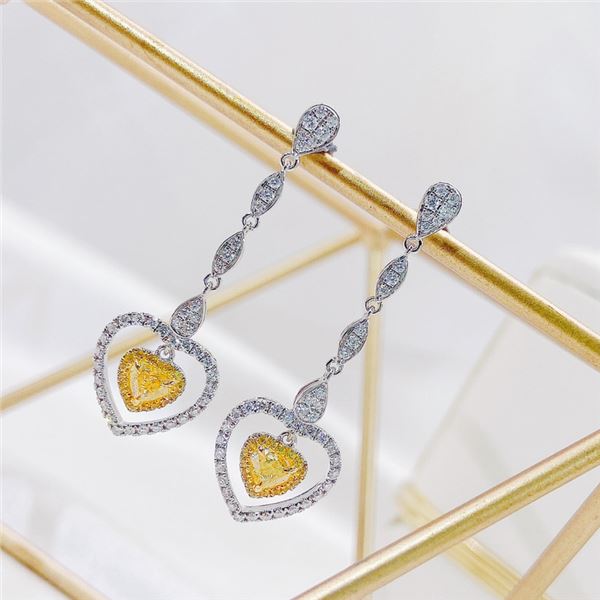 Yellow Diamond Heart Earrings