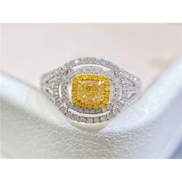Yellow Double Halo Diamond Ring