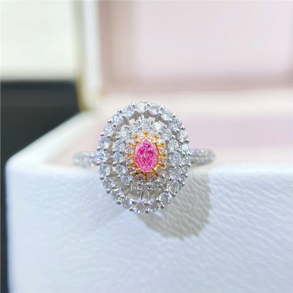 Pink Oval Straight-Band Ring