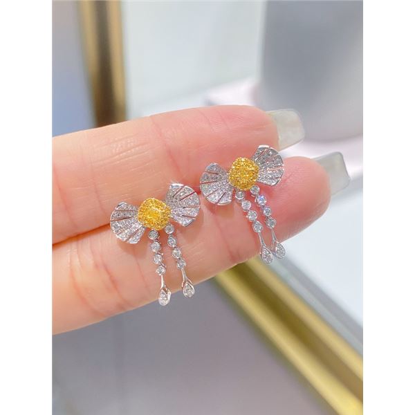 Yellow Diamond Butterfly Tassel Earrings