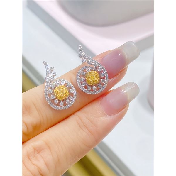 Full PavÃ© Yellow Diamond Earrings