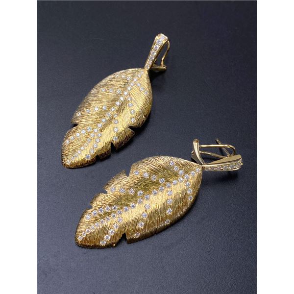 18K Gold Brushed Leaf Earrings