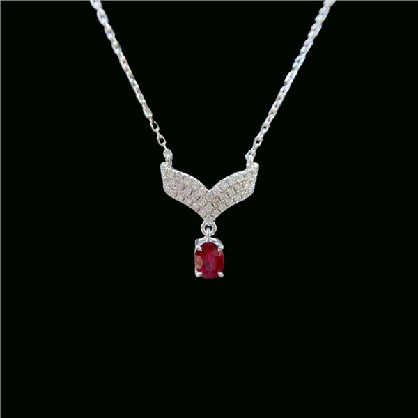 18K Gold V-Shaped Ruby Necklace