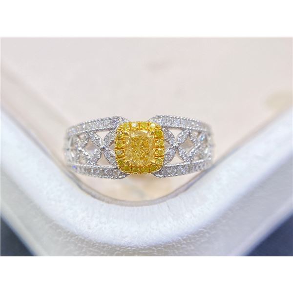 Yellow Cushion Diamond Hollow Ring