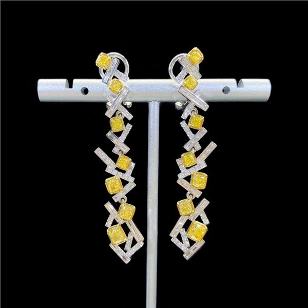 Geometric Yellow Diamond Drop Earrings