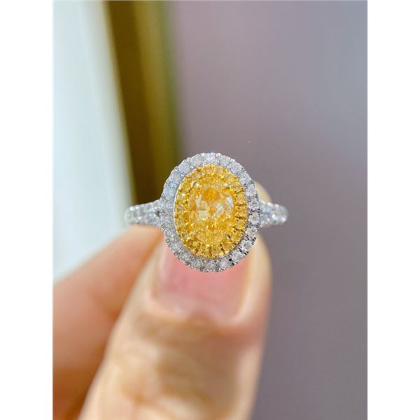 1ct Oval Yellow Diamond Y-Shank Ring