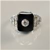 Image 1 : Platinum Onyx and 0.55ctw Diamond Ring