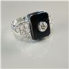 Image 2 : Platinum Onyx and 0.55ctw Diamond Ring