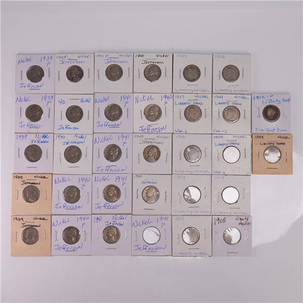 32pc Jefferson and Liberty Head Nickel Mix 1892-1941