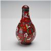 Image 1 : Chinese Cloisonne Red Floral Snuff Bottle