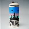 Image 3 : Native American Hand-Painted Feathered Pottery Vase