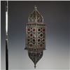 Image 1 : Moroccan Metal and Glass Arabesque Metalwork Hanging Lantern