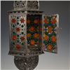 Image 3 : Moroccan Metal and Glass Arabesque Metalwork Hanging Lantern