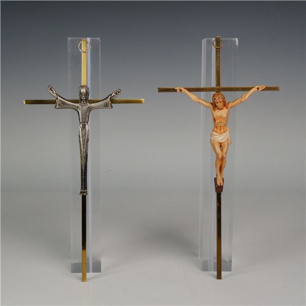Pair of Bronze Wall Crucifixes