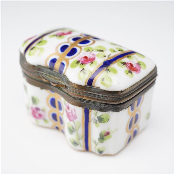 Sevres Lidded Ring Box Floral Decoration