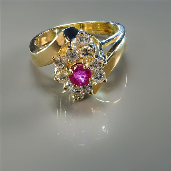 14k Gold Ruby and 0.60ctw Diamond Ring