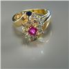 Image 1 : 14k Gold Ruby and 0.60ctw Diamond Ring