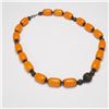 Image 2 : 2pc Art Deco Style Orange Resin and Red Glass Beaded Necklaces