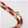Image 6 : 2pc Art Deco Style Orange Resin and Red Glass Beaded Necklaces