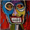 Image 1 : Jean-Michel Basquiat (Aft.) Original Oil on Canvas, SAMO Portrait, Signed
