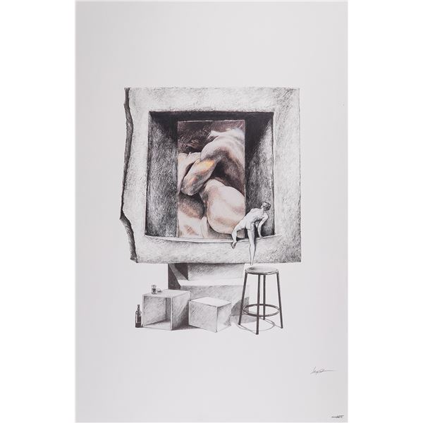 Ari Harpaz, Surrealist Offset Lithograph on Paper by American Art Editions