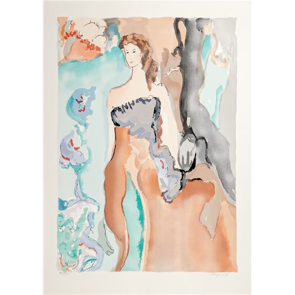 Jane Bazinet, Lithograph on Paper, Nude w/ Blue Accents, Signed & Numbered