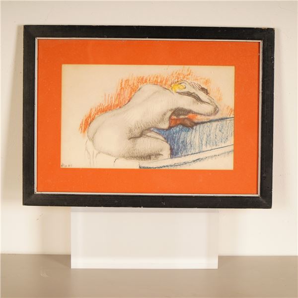 After Edgar Degas, Pastel Drawing on Paper, Woman Bathing, Signed