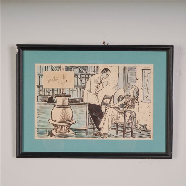 Wayne Hall 1944 Original Illus. for The Hidden Town, Signed