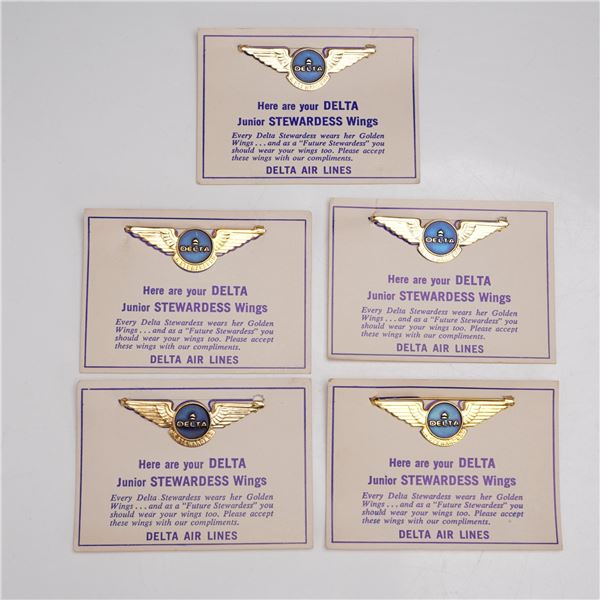 5pc Delta Junior Stewardess Wings Pins