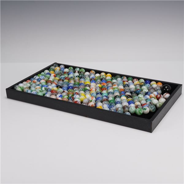 Collection of 150+ Assorted Glass Marbles