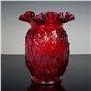Image 1 : Fenton Glass Cranberry Vase, Daffodil