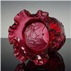 Image 2 : Fenton Glass Cranberry Vase, Daffodil