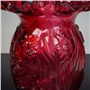 Image 3 : Fenton Glass Cranberry Vase, Daffodil