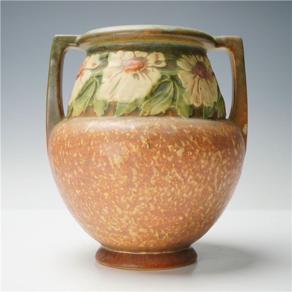 Roseville Pottery Handled Vase, Dahlrose