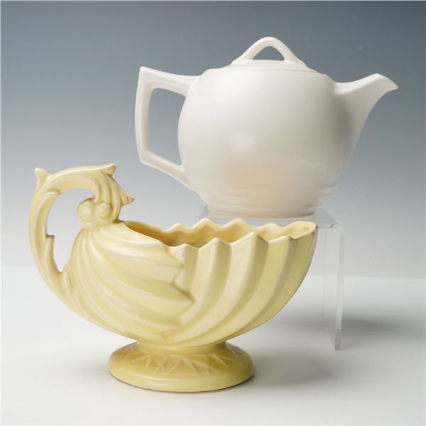 2pc McCoy Ceramic Shell Planter & Lidded Teapot
