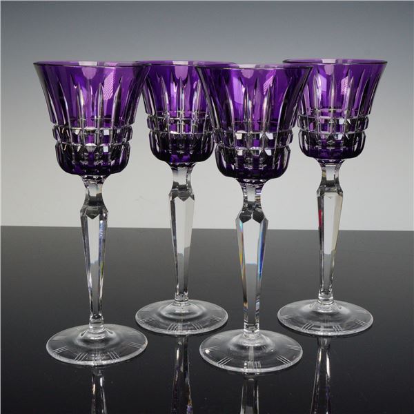 4pc Crystal Wine Glasses, Amethyst Colored