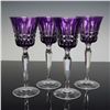 Image 1 : 4pc Crystal Wine Glasses, Amethyst Colored