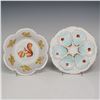 Image 2 : 2pc French Porcelain Oyster Plate and Romanian Reticulated Bowl