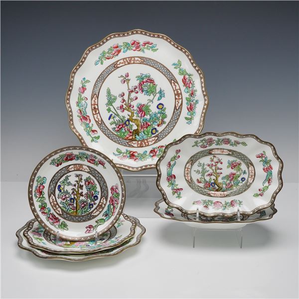 6pc Coalport Mixed Plates and Platter, Indian Tree Multicolor