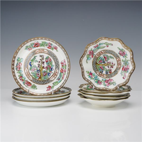 9pc Coalport Scalloped Saucers & Bread Plates, Indian Tree Multicolor