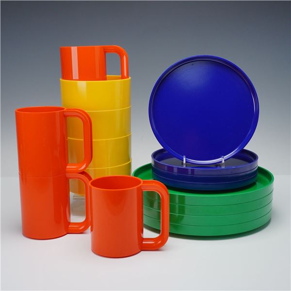 16pc Massimo Vignelli for Heller Multicolor Plastic Bowls, Mugs, and Plates