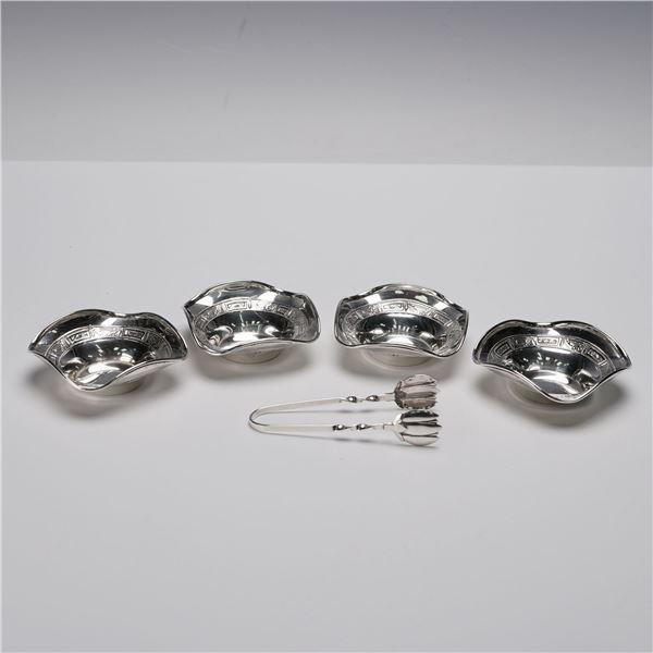 4pc Dulin & Martin Co Sterling Silver Miniature Bowls with Tongs