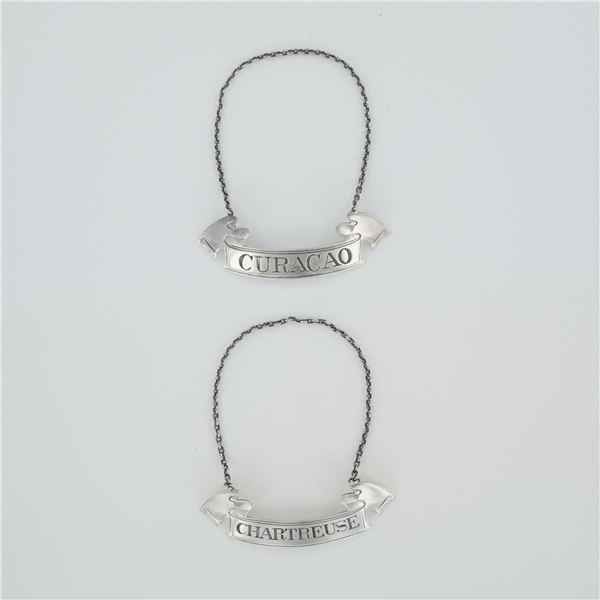 2pc Gorham Sterling Silver Decanter Labels