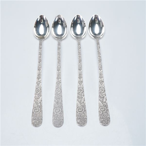 4pc S. Kirk & Son Sterling Silver Repousse Tea Spoons